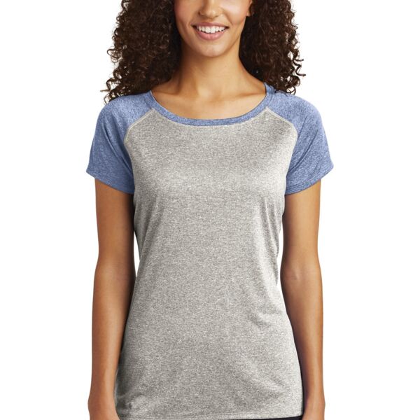 Sport Tek Women's Heather On Heather Contender Scoop Neck Tee LST362 Women's Heather On Heather Contender Scoop Neck Tee Thumbnail