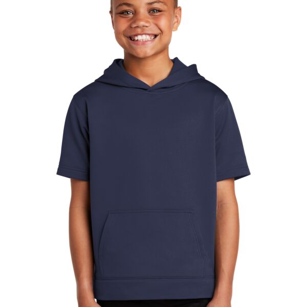 Sport Tek Youth Sport Wick ® Fleece Short Sleeve Hooded Pullover YST251 Youth Sport Wick ® Fleece Short Sleeve Hooded Pullover Thumbnail