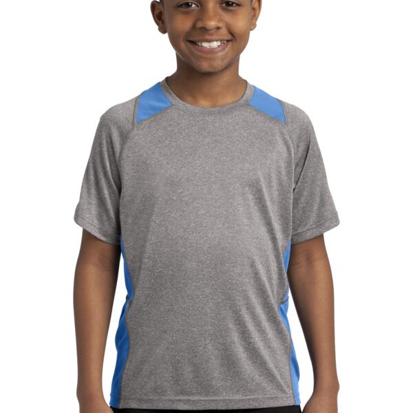 Sport Tek Youth Heather Colorblock Contender Tee YST361 Youth Heather Colorblock Contender Tee Thumbnail